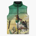 New Zealand Pigeon Kereru Sleeveless Puffer Jacket Maori Fern Art Green Gradient - Aussie Hoodie