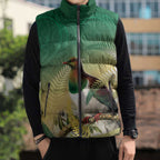 New Zealand Pigeon Kereru Sleeveless Puffer Jacket Maori Fern Art Green Gradient - Aussie Hoodie