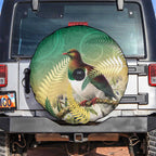 New Zealand Pigeon Kereru Spare Tire Cover Maori Fern Art Green Gradient - Aussie Hoodie
