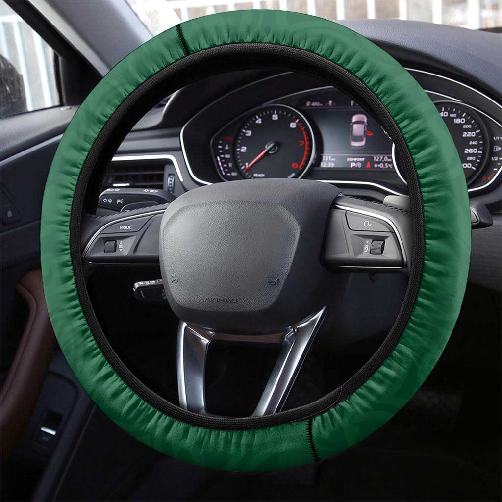 New Zealand Pigeon Kereru Steering Wheel Cover Maori Fern Art Green Gradient - Aussie Hoodie