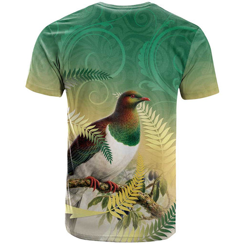 New Zealand Pigeon Kereru T Shirt Maori Fern Art Green Gradient - Aussie Hoodie