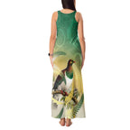 New Zealand Pigeon Kereru Tank Maxi Dress Maori Fern Art Green Gradient - Aussie Hoodie
