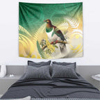 New Zealand Pigeon Kereru Tapestry Maori Fern Art Green Gradient - Aussie Hoodie