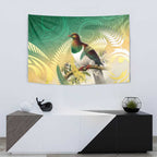 New Zealand Pigeon Kereru Tapestry Maori Fern Art Green Gradient - Aussie Hoodie