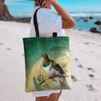 New Zealand Pigeon Kereru Tote Bag Maori Fern Art Green Gradient - Aussie Hoodie
