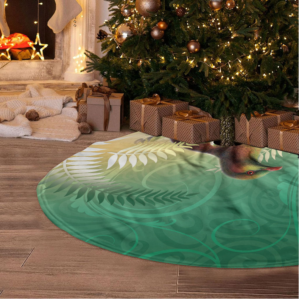 New Zealand Pigeon Kereru Tree Skirt Maori Fern Art Green Gradient