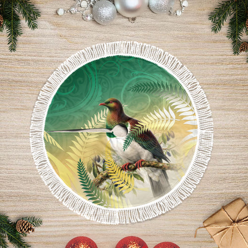 New Zealand Pigeon Kereru Tree Skirt Maori Fern Art Green Gradient