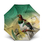 New Zealand Pigeon Kereru Umbrella Maori Fern Art Green Gradient - Aussie Hoodie