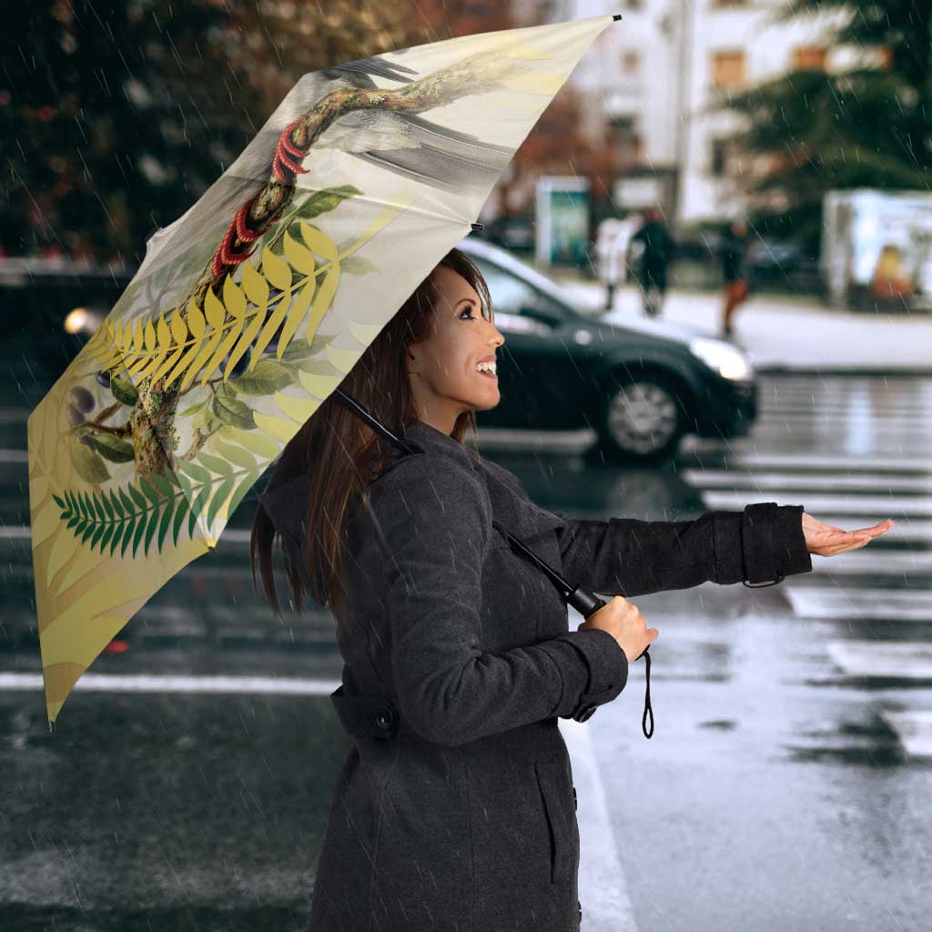 New Zealand Pigeon Kereru Umbrella Maori Fern Art Green Gradient - Aussie Hoodie