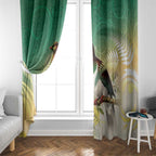 New Zealand Pigeon Kereru Window Curtain Maori Fern Art Green Gradient - Aussie Hoodie