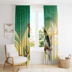New Zealand Pigeon Kereru Window Curtain Maori Fern Art Green Gradient - Aussie Hoodie