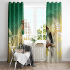 New Zealand Pigeon Kereru Window Curtain Maori Fern Art Green Gradient - Aussie Hoodie