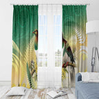 New Zealand Pigeon Kereru Window Curtain Maori Fern Art Green Gradient - Aussie Hoodie