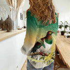New Zealand Pigeon Kereru Women Casual Shirt Maori Fern Art Green Gradient - Aussie Hoodie