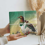 New Zealand Pigeon Kereru Wrapping Paper Maori Fern Art Green Gradient