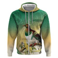 New Zealand Pigeon Kereru Zip Hoodie Maori Fern Art Green Gradient - Aussie Hoodie