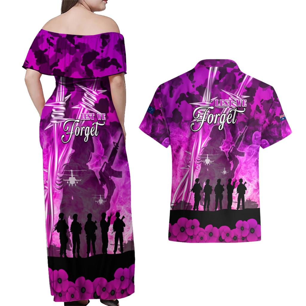 Australia ANZAC Day Couples Matching Off Shoulder Maxi Dress and Hawaiian Shirt The Unsung Heroes Sisters of War