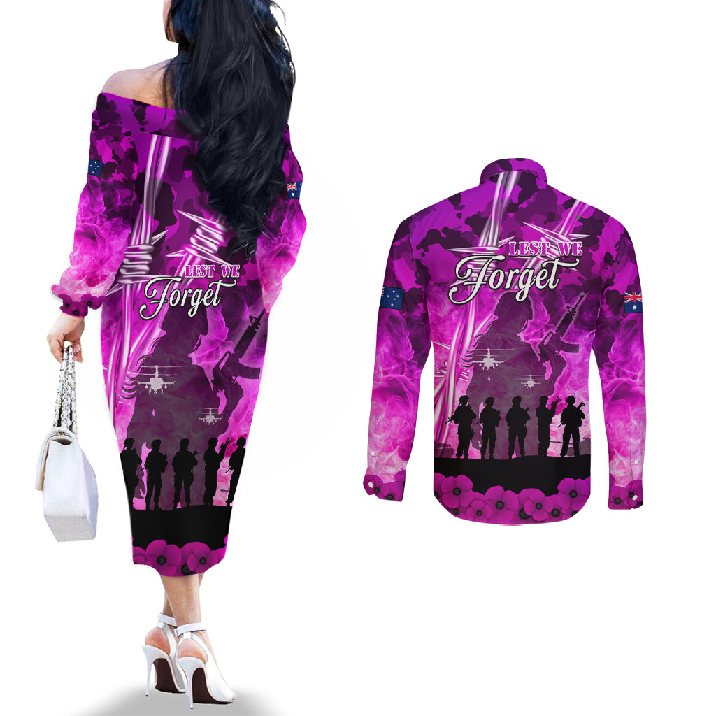 Australia ANZAC Day Couples Matching Off The Shoulder Long Sleeve Dress and Long Sleeve Button Shirt The Unsung Heroes Sisters of War