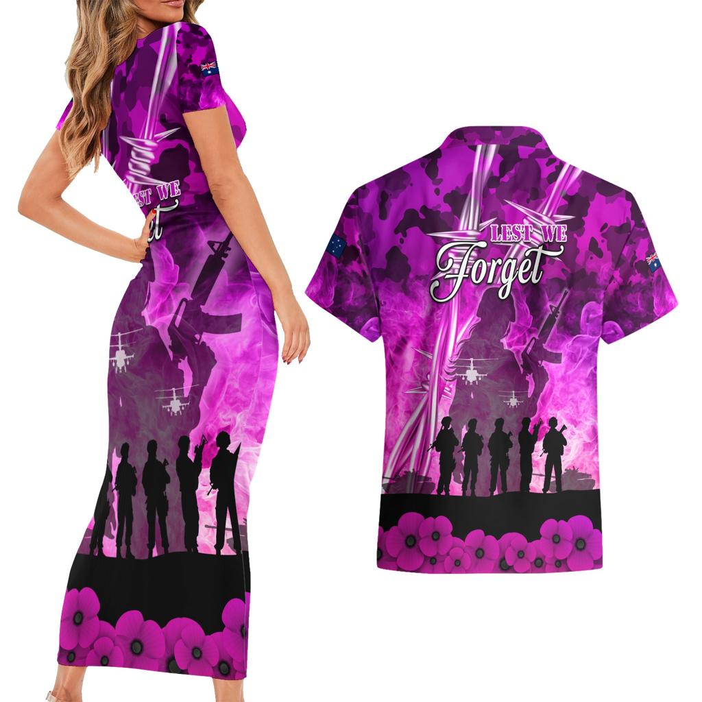 Australia ANZAC Day Couples Matching Short Sleeve Bodycon Dress and Hawaiian Shirt The Unsung Heroes Sisters of War