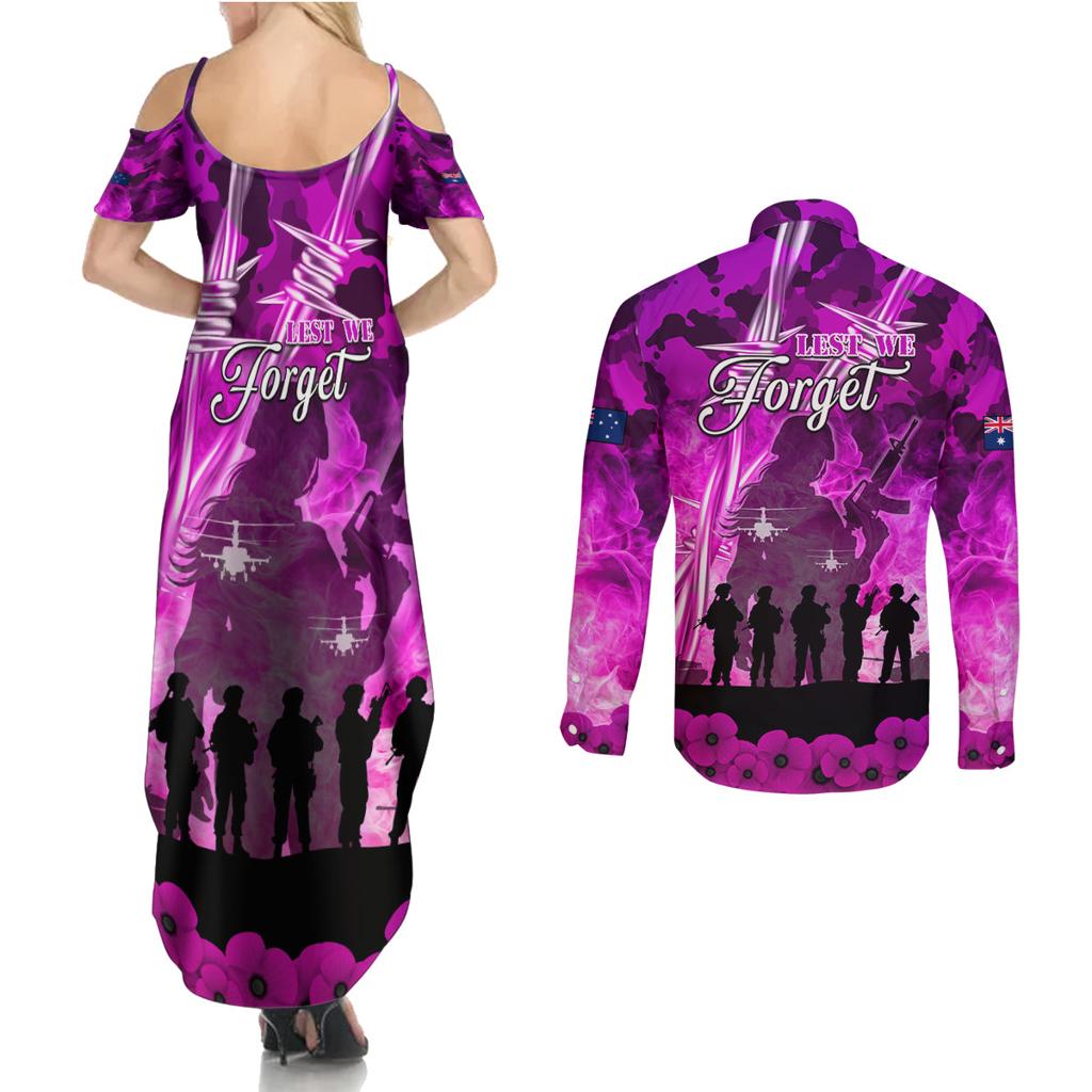 Australia ANZAC Day Couples Matching Summer Maxi Dress and Long Sleeve Button Shirt The Unsung Heroes Sisters of War