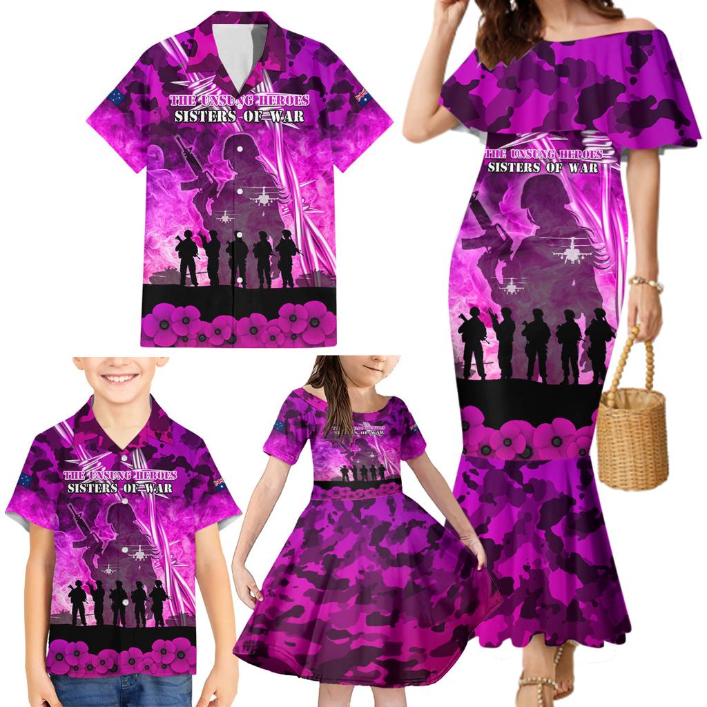 Australia ANZAC Day Family Matching Mermaid Dress and Hawaiian Shirt The Unsung Heroes Sisters of War