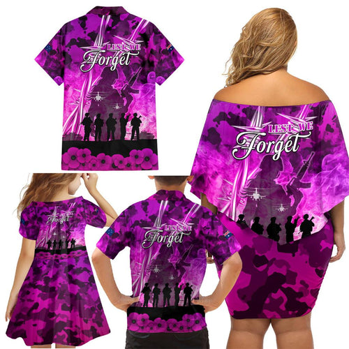 Australia ANZAC Day Family Matching Off Shoulder Short Dress and Hawaiian Shirt The Unsung Heroes Sisters of War