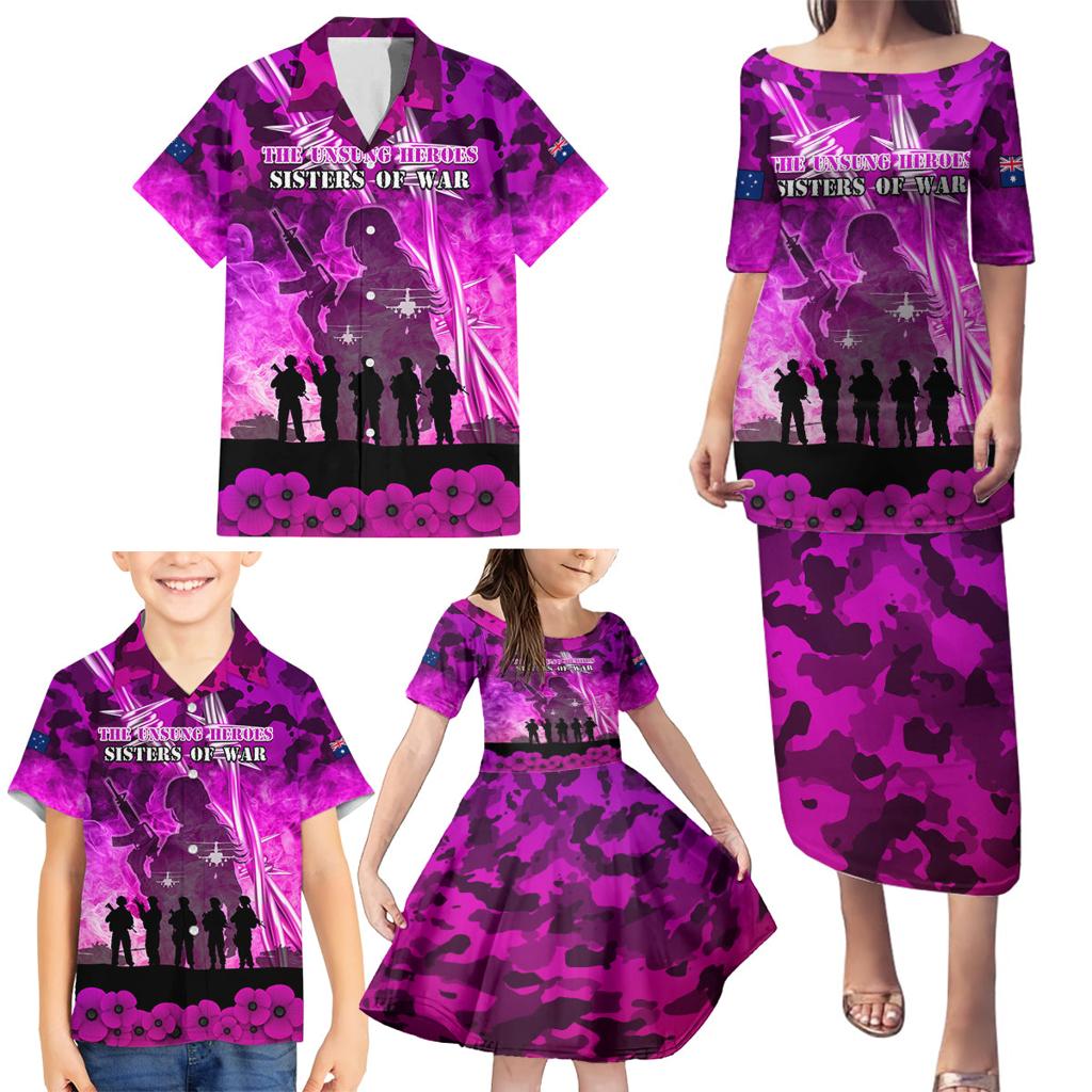 Australia ANZAC Day Family Matching Puletasi and Hawaiian Shirt The Unsung Heroes Sisters of War