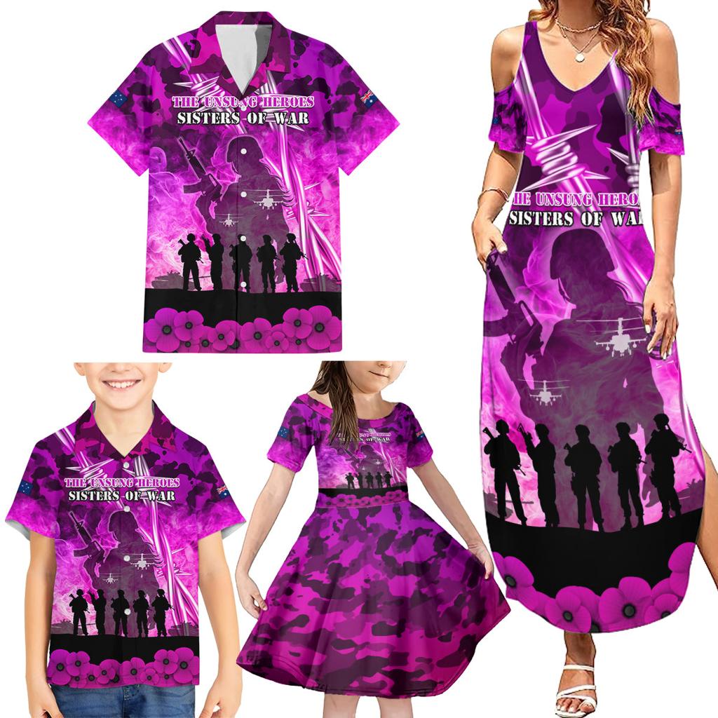 Australia ANZAC Day Family Matching Summer Maxi Dress and Hawaiian Shirt The Unsung Heroes Sisters of War