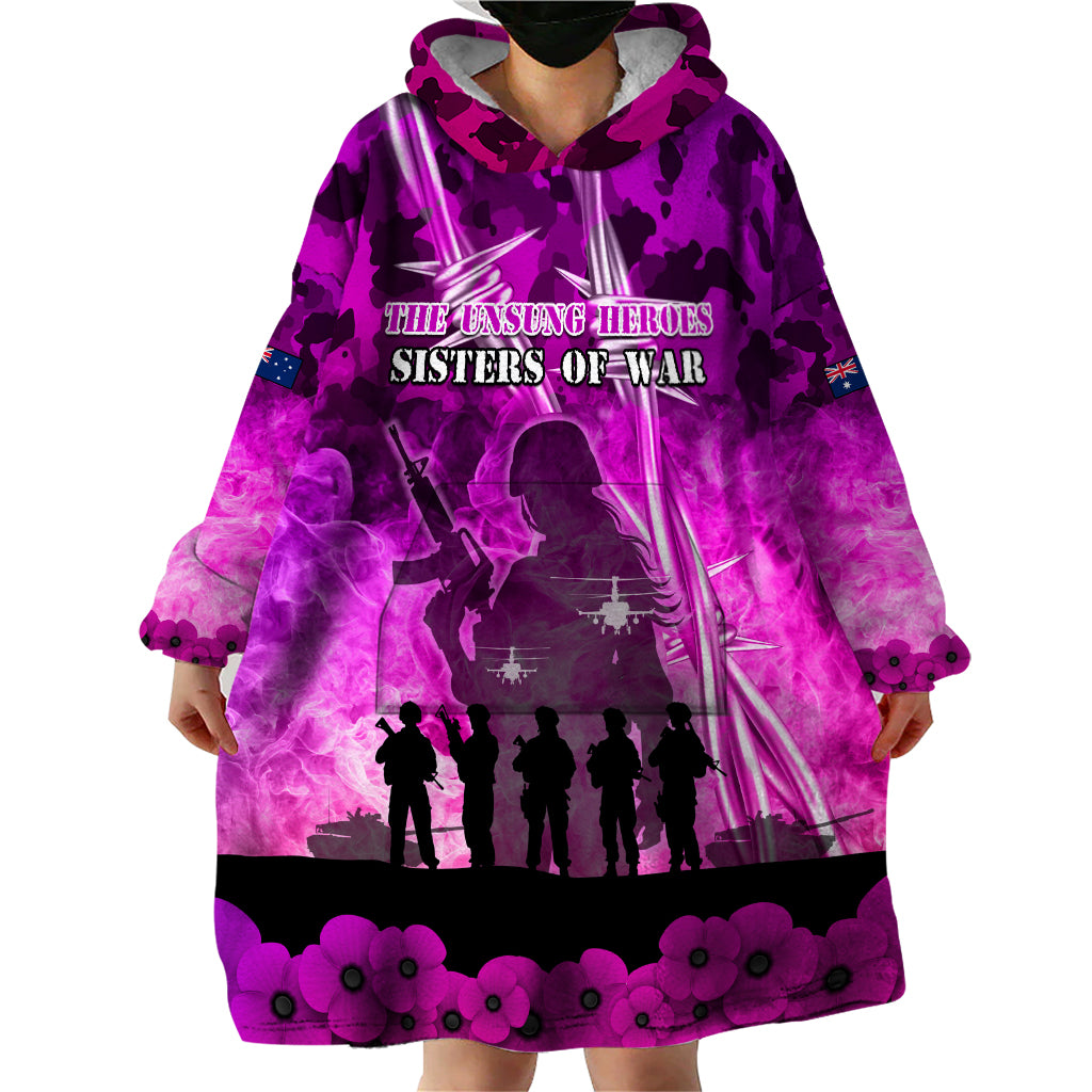 Australia ANZAC Day Wearable Blanket Hoodie The Unsung Heroes Sisters of War