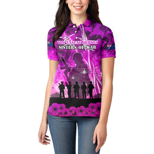 Australia ANZAC Day Women Polo Shirt The Unsung Heroes Sisters of War
