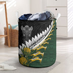 Rugby New Zealand And South Africa Laundry Basket Silver Fern With Springboks