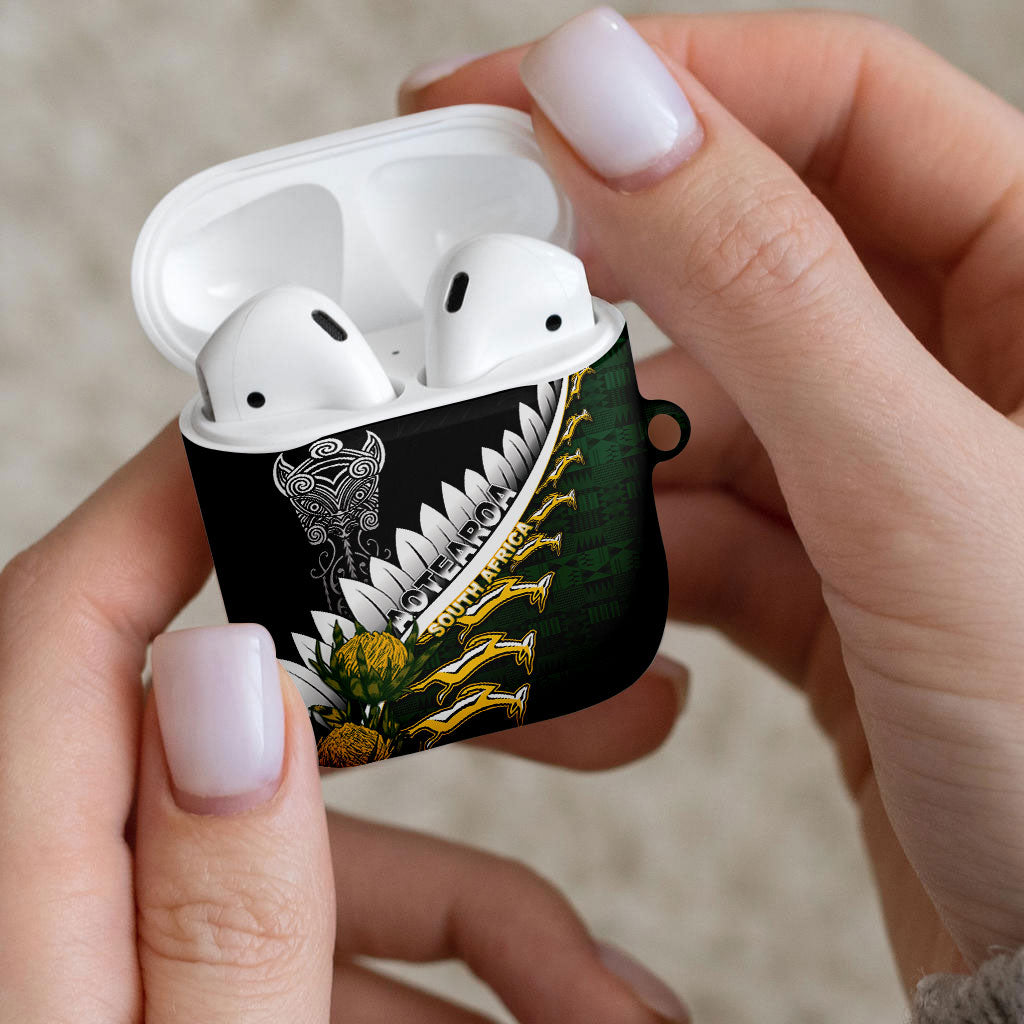 Rugby New Zealand And South Africa AirPods Case Silver Fern With Springboks