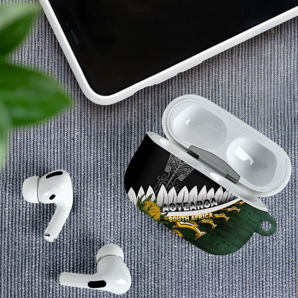 Rugby New Zealand And South Africa AirPods Case Silver Fern With Springboks