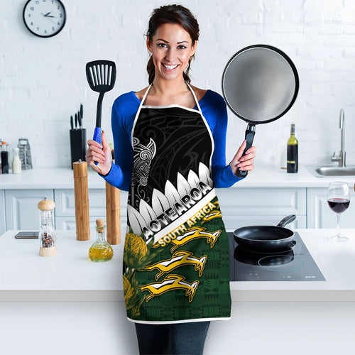 Rugby New Zealand And South Africa Apron Silver Fern With Springboks