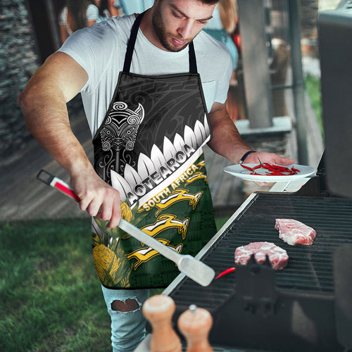Rugby New Zealand And South Africa Apron Silver Fern With Springboks
