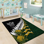 Rugby New Zealand And South Africa Area Rug Silver Fern With Springboks