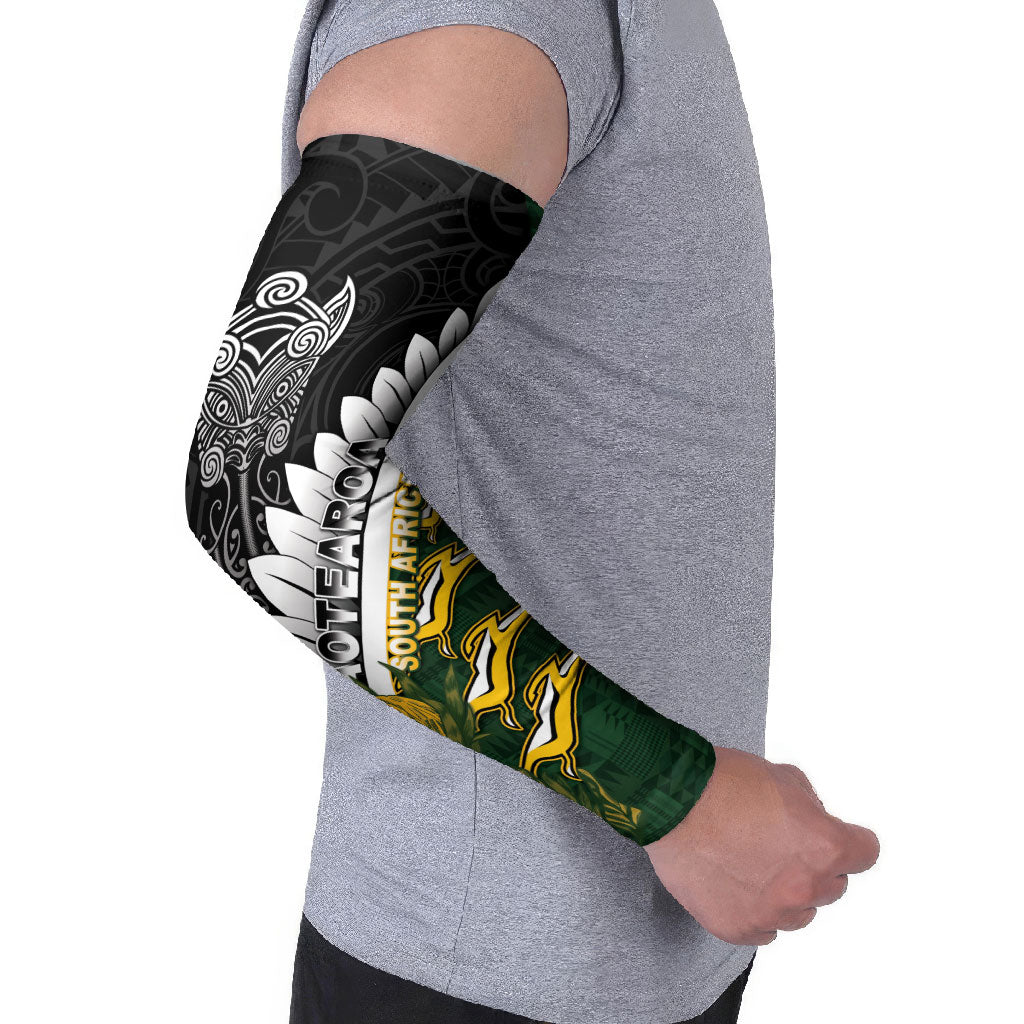 Custom Rugby New Zealand And South Africa Arm Sleeves Silver Fern With Springboks