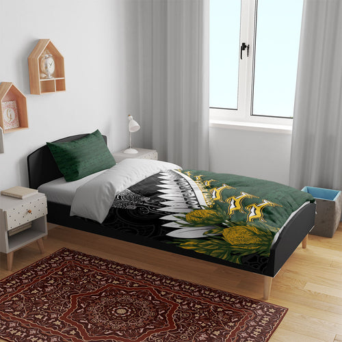 Rugby New Zealand And South Africa Bedding Set Silver Fern With Springboks