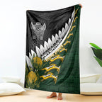 Rugby New Zealand And South Africa Blanket Silver Fern With Springboks