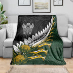 Rugby New Zealand And South Africa Blanket Silver Fern With Springboks