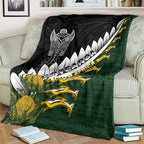 Rugby New Zealand And South Africa Blanket Silver Fern With Springboks