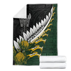 Rugby New Zealand And South Africa Blanket Silver Fern With Springboks