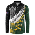Custom Rugby New Zealand And South Africa Button Sweatshirt Silver Fern With Springboks