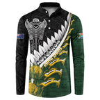 Custom Rugby New Zealand And South Africa Button Sweatshirt Silver Fern With Springboks