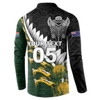Custom Rugby New Zealand And South Africa Button Sweatshirt Silver Fern With Springboks