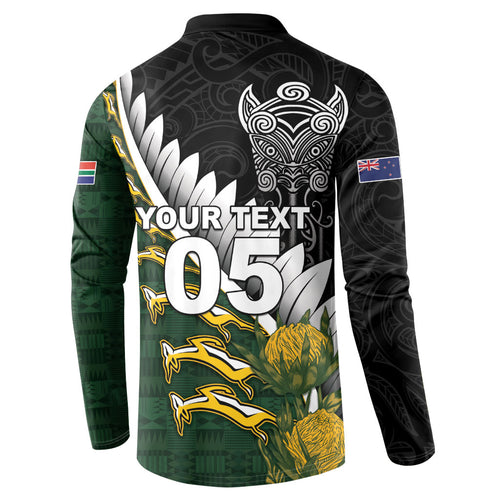 Custom Rugby New Zealand And South Africa Button Sweatshirt Silver Fern With Springboks