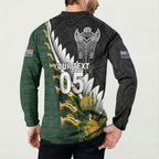 Custom Rugby New Zealand And South Africa Button Sweatshirt Silver Fern With Springboks
