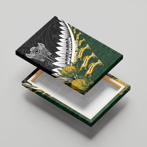 Rugby New Zealand And South Africa Canvas Wall Art Silver Fern With Springboks