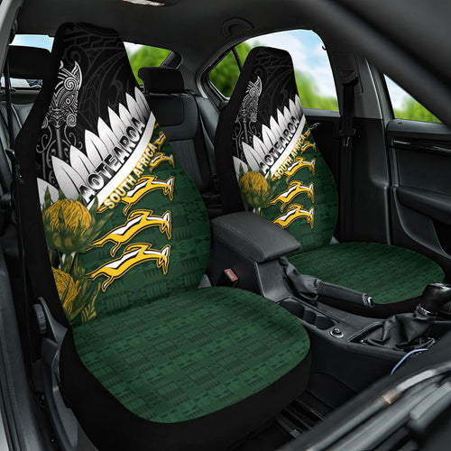 Rugby New Zealand And South Africa Car Seat Cover Silver Fern With Springboks