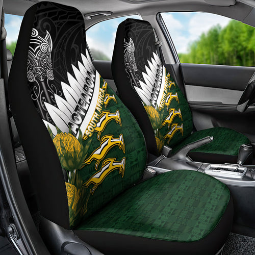 Rugby New Zealand And South Africa Car Seat Cover Silver Fern With Springboks